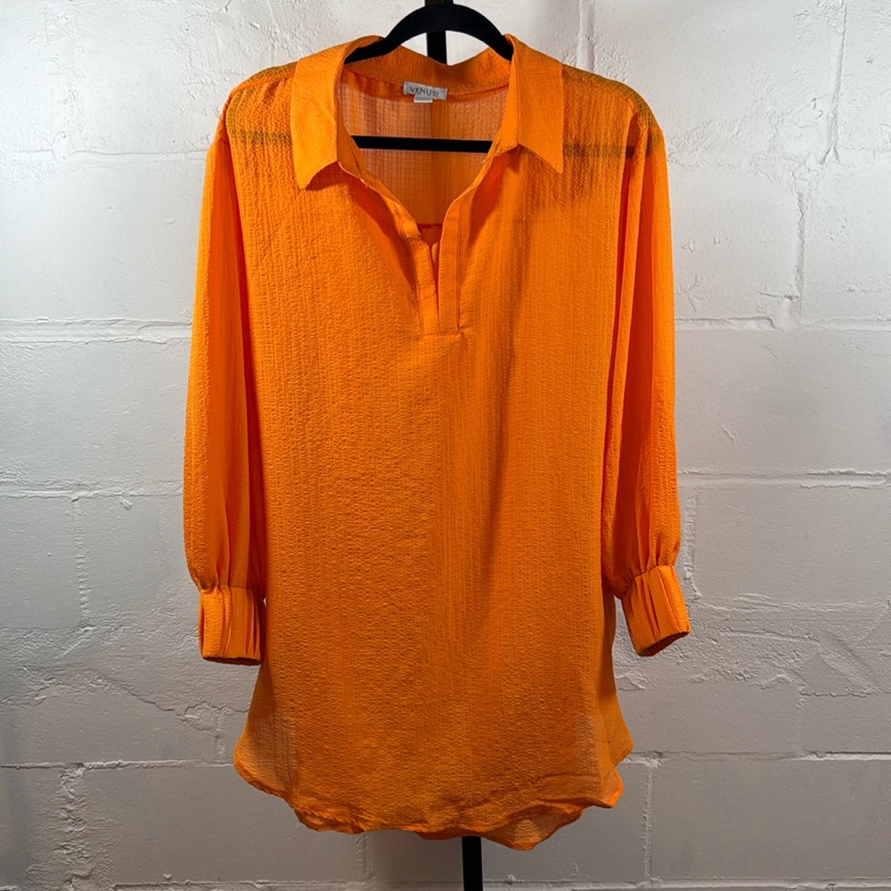 Venus Seersucker Tunic Size L Orange